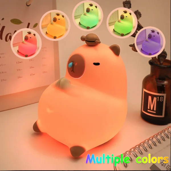 Cute Cartoon Capybara Silicone Night Light USB Rechargeable Timing Dimming Sleep Night Lamp for Children'S Room Decor - Image 6