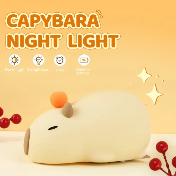 Cute Cartoon Capybara Silicone Night Light USB Rechargeable Timing Dimming Sleep Night Lamp for Children'S Room Decor - Image 8