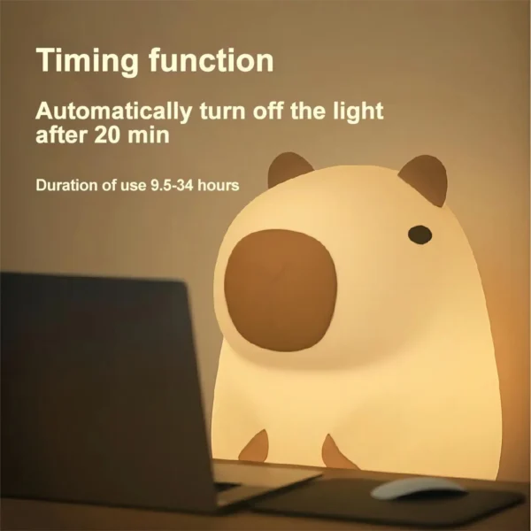 Cute Cartoon Capybara Silicone Night Light USB Rechargeable Timing Dimming Sleep Night Lamp for Children'S Room Decor - Image 5