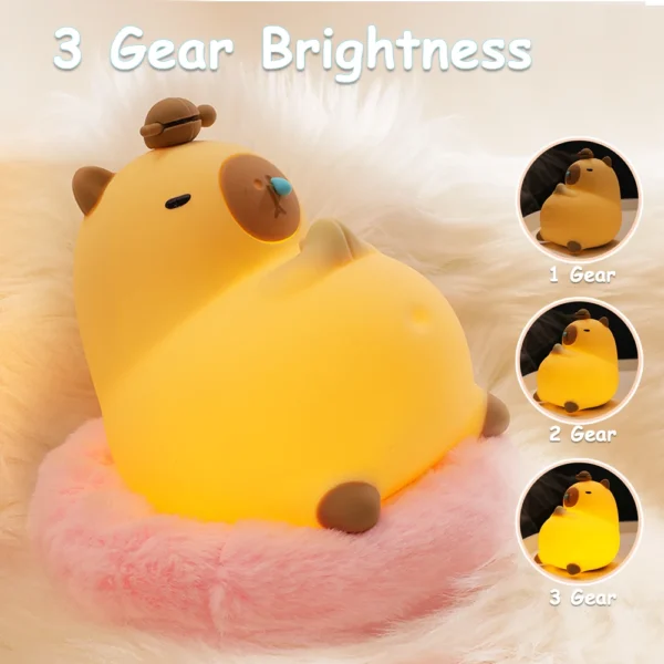 Cute Cartoon Capybara Silicone Night Light USB Rechargeable Timing Dimming Sleep Night Lamp for Children'S Room Decor - Image 7