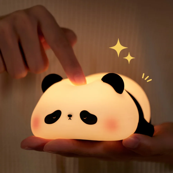 Cute Panda Night Light Silicone Animal Lamp Rechargeable Touch Sensor Light Dimmable Bedside Lamp Pat Light Baby Nursery Lamp - Image 3