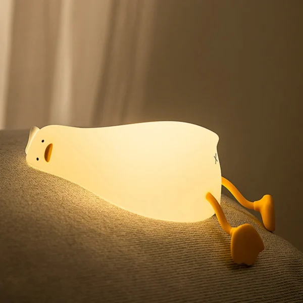 New Adorable and Cute Rechargeable Silicone Duck-Shaped Night Light for Kids' Bedtime - Perfect Soft Lamp - Lovely Portable Deco - Image 6