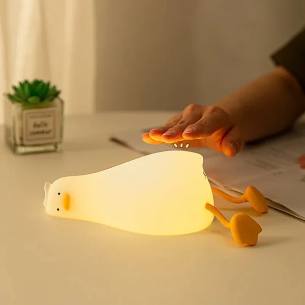 New Adorable and Cute Rechargeable Silicone Duck-Shaped Night Light for Kids' Bedtime - Perfect Soft Lamp - Lovely Portable Deco - Image 5