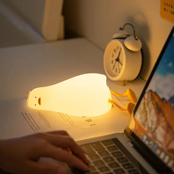 New Adorable and Cute Rechargeable Silicone Duck-Shaped Night Light for Kids' Bedtime - Perfect Soft Lamp - Lovely Portable Deco - Image 3